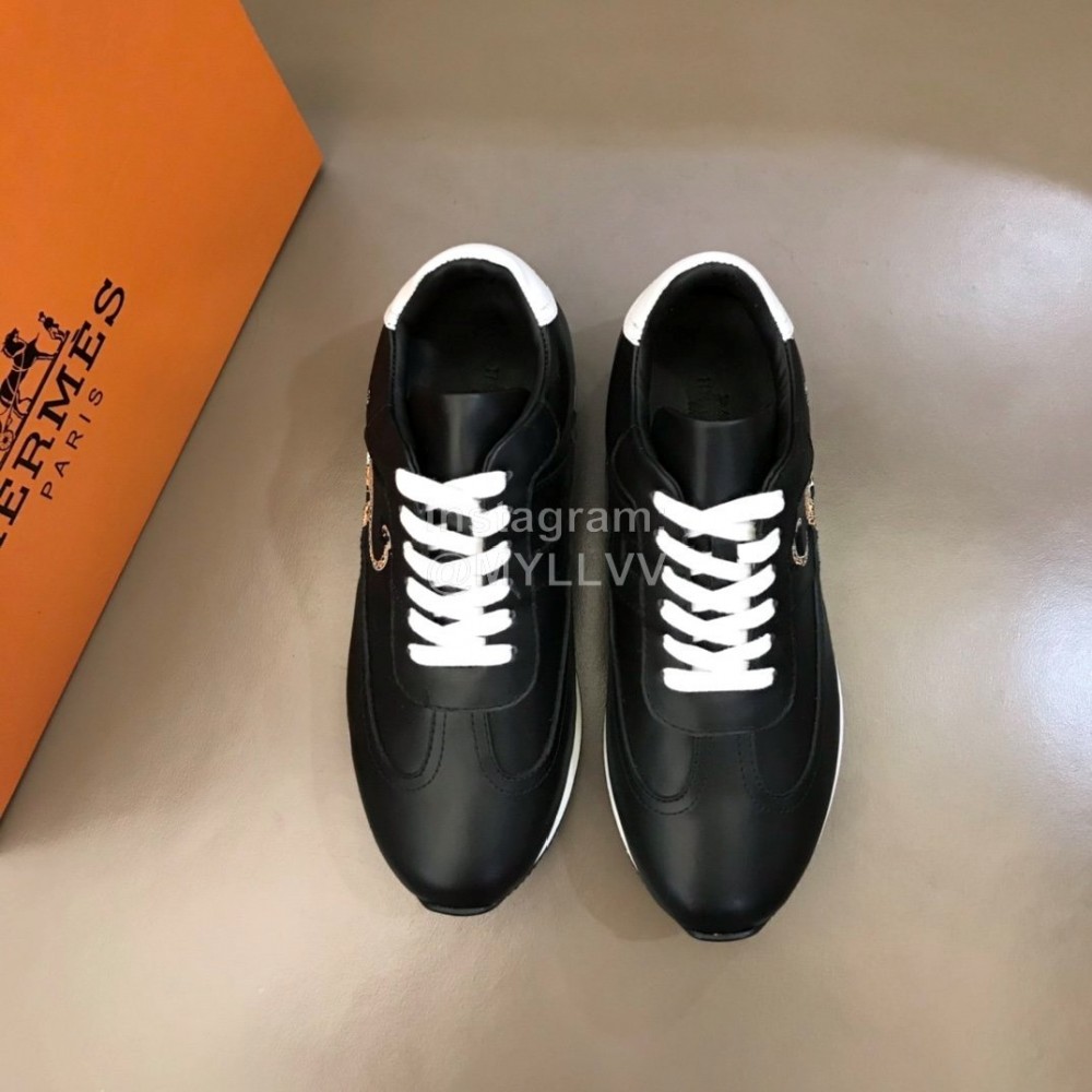 Hermes Printed Black Cowhide Chris Casual Sneakers For Men