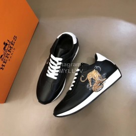 Hermes Printed Black Cowhide Chris Casual Sneakers For Men