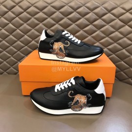 Hermes Printed Black Cowhide Chris Casual Sneakers For Men