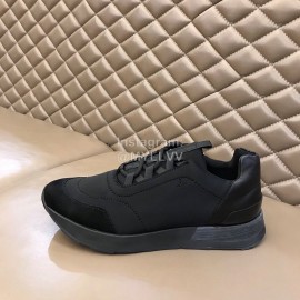 Hermes Canvas Cowhide Casual Sneakers For Men Black