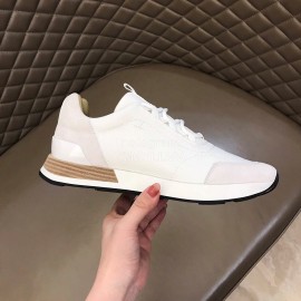 Hermes Canvas Cowhide Casual Sneakers For Men White