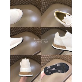 Hermes Canvas Cowhide Casual Sneakers For Men White