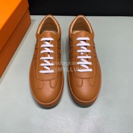 Hermes Palmprint Leather Casual Sneakers For Men Brown