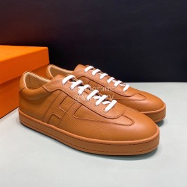 Hermes Palmprint Leather Casual Sneakers For Men Brown