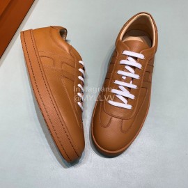 Hermes Palmprint Leather Casual Sneakers For Men Brown