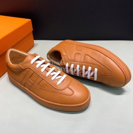 Hermes Palmprint Leather Casual Sneakers For Men Brown