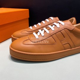 Hermes Palmprint Leather Casual Sneakers For Men Brown