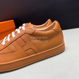 Hermes Palmprint Leather Casual Sneakers For Men Brown