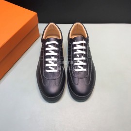 Hermes Palmprint Leather Casual Sneakers For Men Black