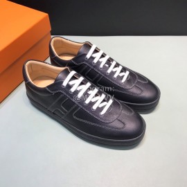 Hermes Palmprint Leather Casual Sneakers For Men Black