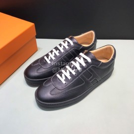 Hermes Palmprint Leather Casual Sneakers For Men Black