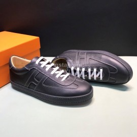 Hermes Palmprint Leather Casual Sneakers For Men Black