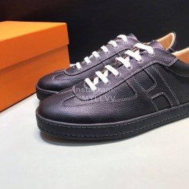 Hermes Palmprint Leather Casual Sneakers For Men Black