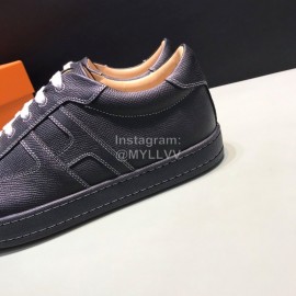 Hermes Palmprint Leather Casual Sneakers For Men Black