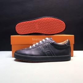 Hermes Palmprint Leather Casual Sneakers For Men Black