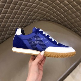 Hermes Cowhide Canvas Casual Sneakers For Men Blue