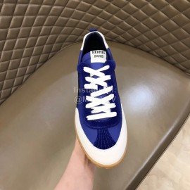 Hermes Cowhide Canvas Casual Sneakers For Men Blue