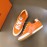 Hermes Cowhide Canvas Casual Sneakers For Men Orange