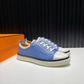 Hermes Palmprint Leather Lace Up Sneakers For Men Blue