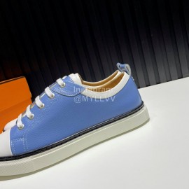 Hermes Palmprint Leather Lace Up Sneakers For Men Blue