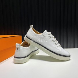 Hermes Palmprint Leather Lace Up Sneakers For Men White