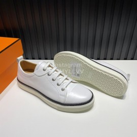 Hermes Palmprint Leather Lace Up Sneakers For Men White