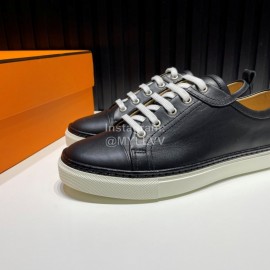 Hermes Black Palmprint Leather Lace Up Sneakers For Men