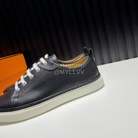 Hermes Black Palmprint Leather Lace Up Sneakers For Men