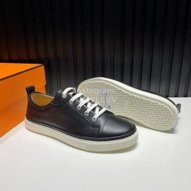 Hermes Black Palmprint Leather Lace Up Sneakers For Men