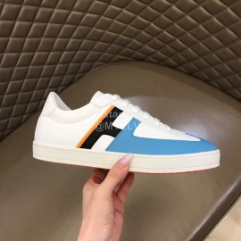 Hermes Calf Suede Casual Sneakers For Men Blue
