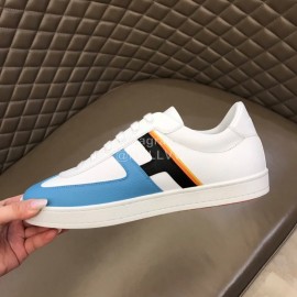 Hermes Calf Suede Casual Sneakers For Men Blue