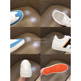 Hermes Calf Suede Casual Sneakers For Men Blue