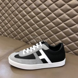 Hermes Calf Suede Casual Sneakers For Men Gray