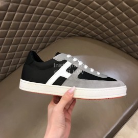 Hermes Calf Suede Casual Sneakers For Men Gray