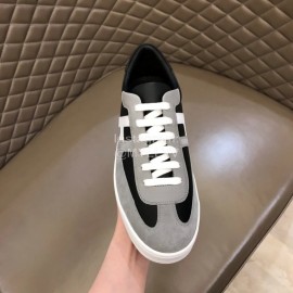 Hermes Calf Suede Casual Sneakers For Men Gray