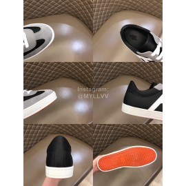 Hermes Calf Suede Casual Sneakers For Men Gray