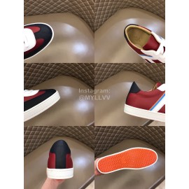 Hermes Calf Suede Casual Sneakers For Men Wine Red