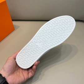 Hermes Fashion Calf Leather Casual Sneakers For Men White