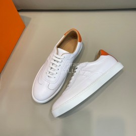 Hermes White Calf Leather Casual Sneakers For Men
