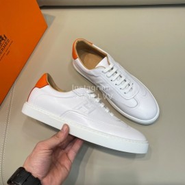 Hermes White Calf Leather Casual Sneakers For Men