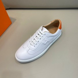 Hermes White Calf Leather Casual Sneakers For Men
