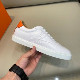 Hermes White Calf Leather Casual Sneakers For Men