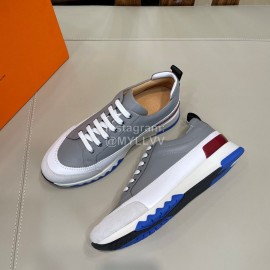 Hermes Fashion Calf Leather Casual Sneakers For Men Gray