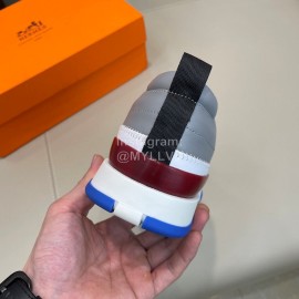 Hermes Fashion Calf Leather Casual Sneakers For Men Gray