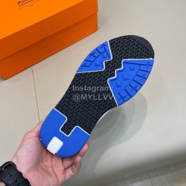 Hermes Fashion Calf Leather Casual Sneakers For Men Gray