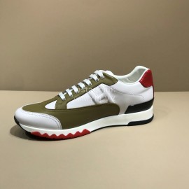 Hermes Fashion Cowhide Casual Sneakers For Men Green