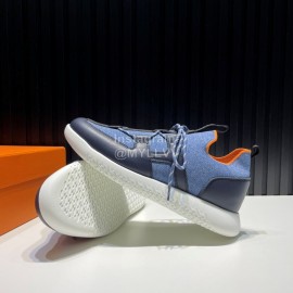 Hermes Blue Leather Light Sneakers For Men