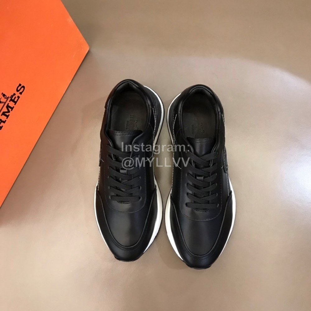 Hermes Cowhide Casual Sneakers For Men Black