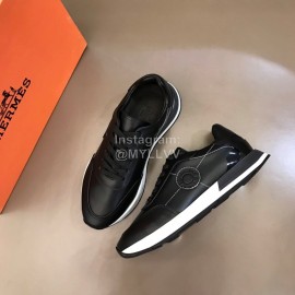 Hermes Cowhide Casual Sneakers For Men Black