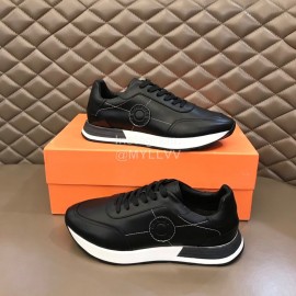 Hermes Cowhide Casual Sneakers For Men Black